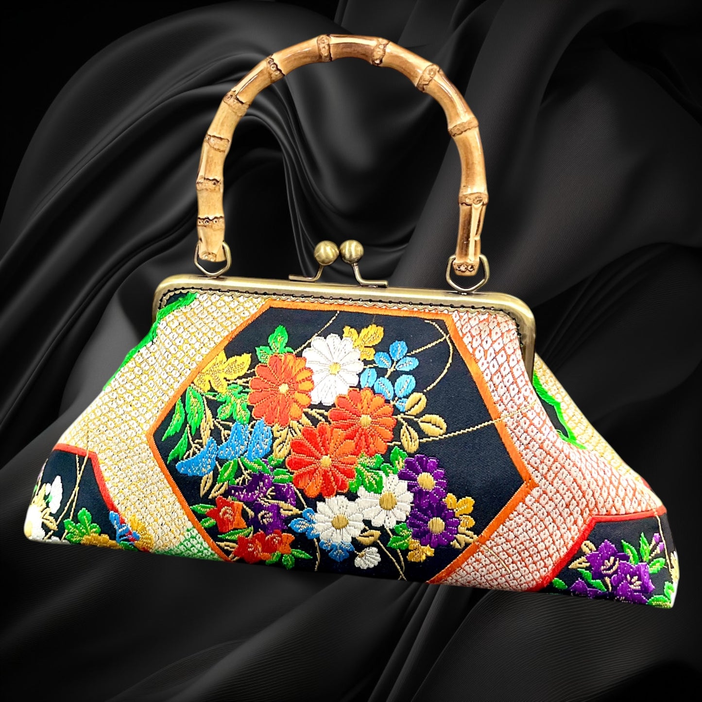 Kimono remake bamboo bag [No.2071]