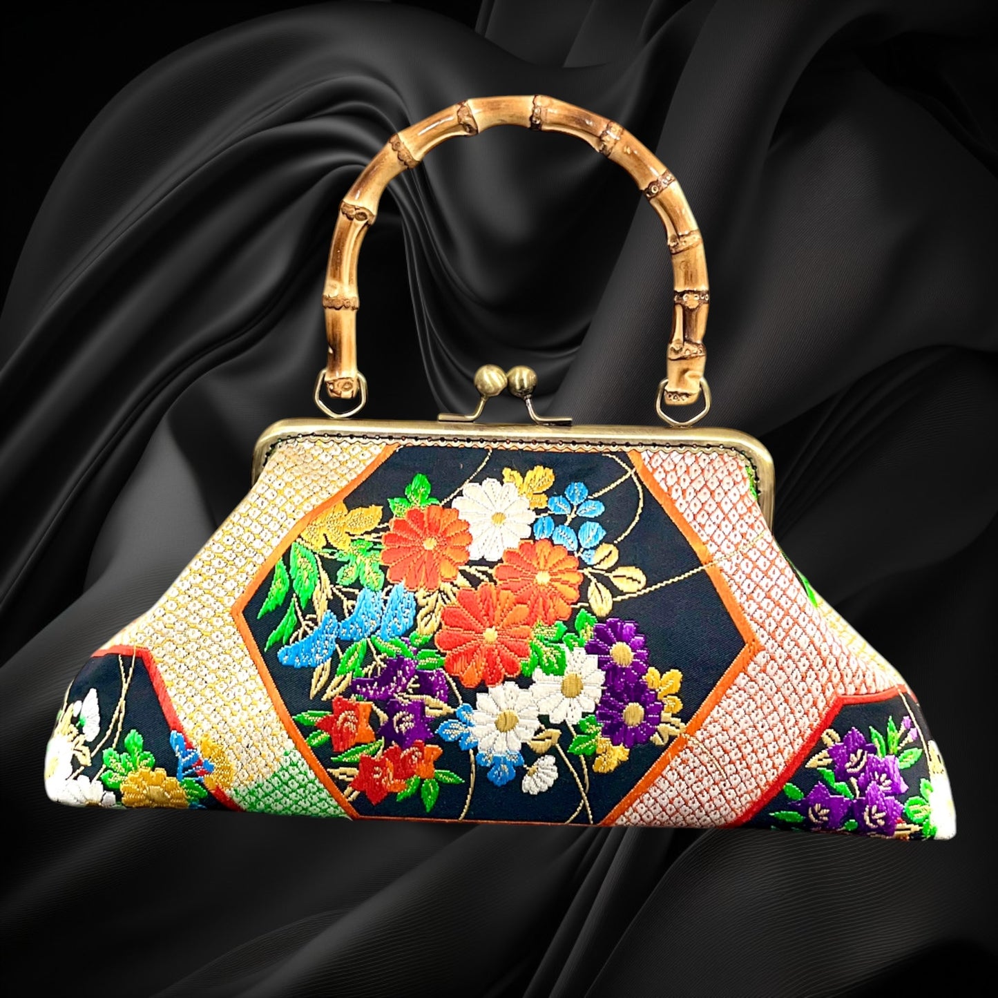 Kimono remake bamboo bag [No.2071]