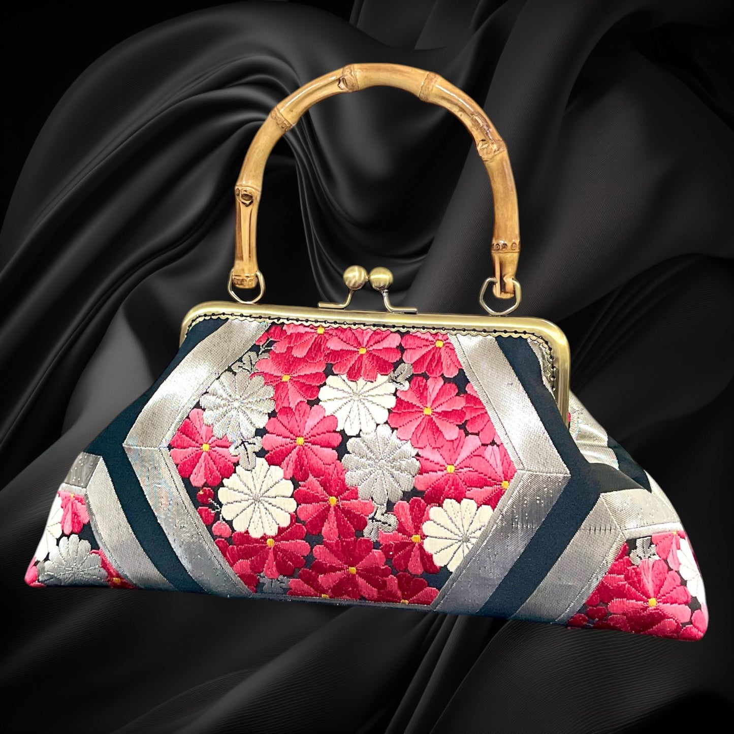 Kimono remake bamboo bag [No.2070]