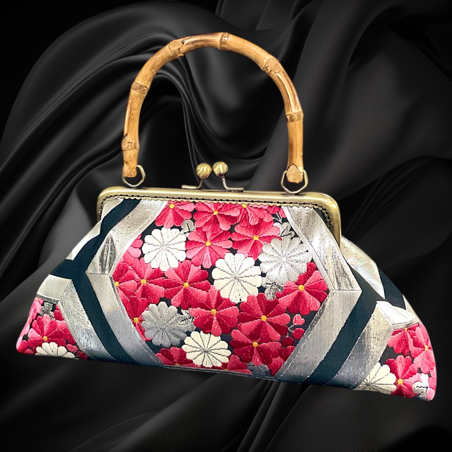 Kimono remake bamboo bag [No.2070]