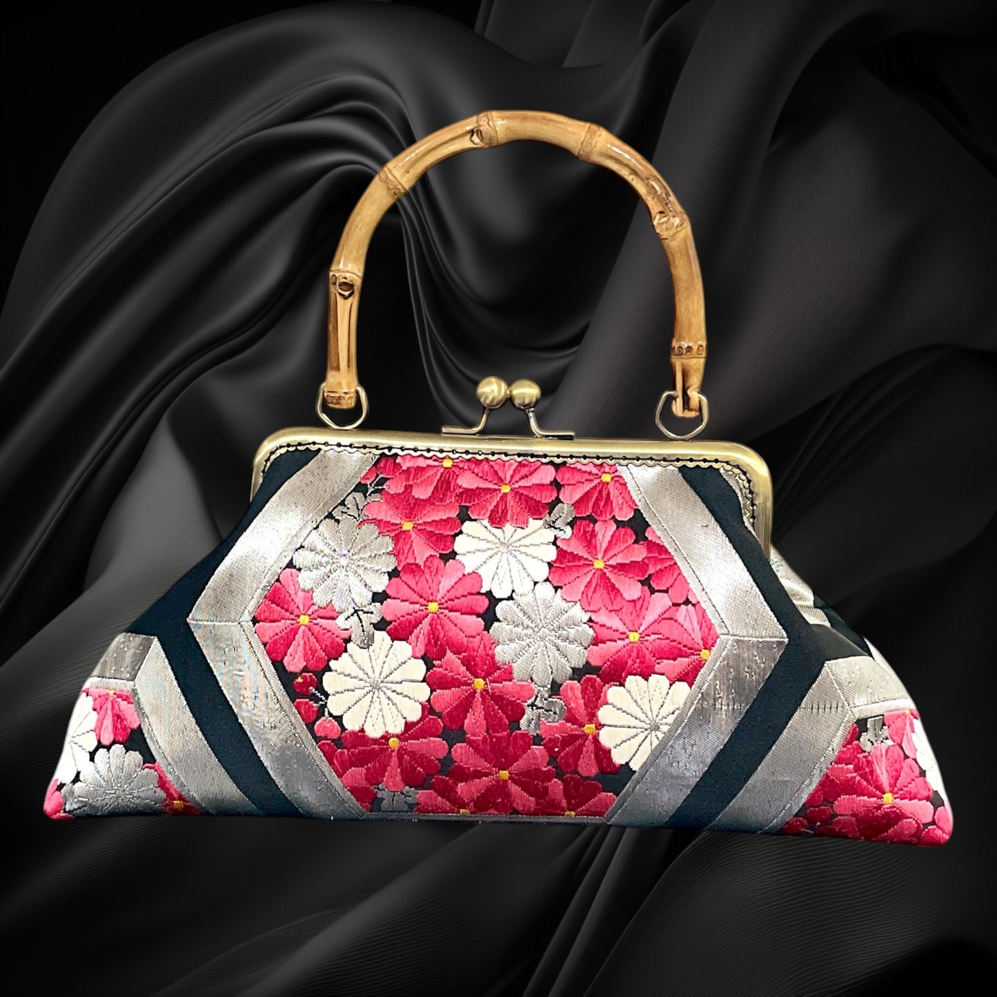 Kimono remake bamboo bag [No.2070]