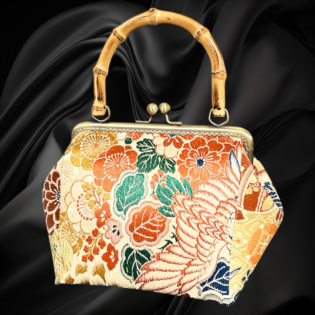Kimono remake bamboo bag [No.2165]