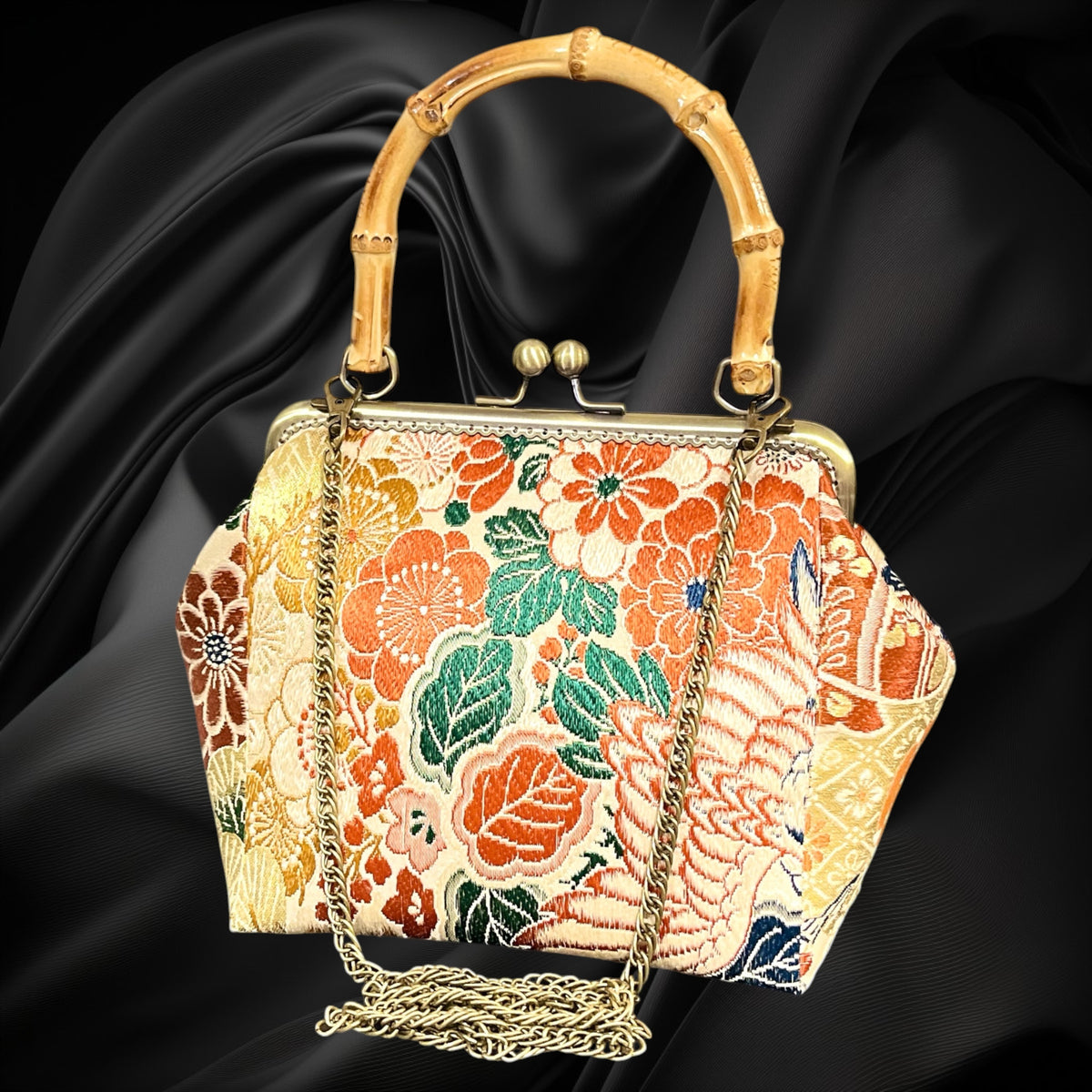 Kimono remake bamboo bag [No.2165]