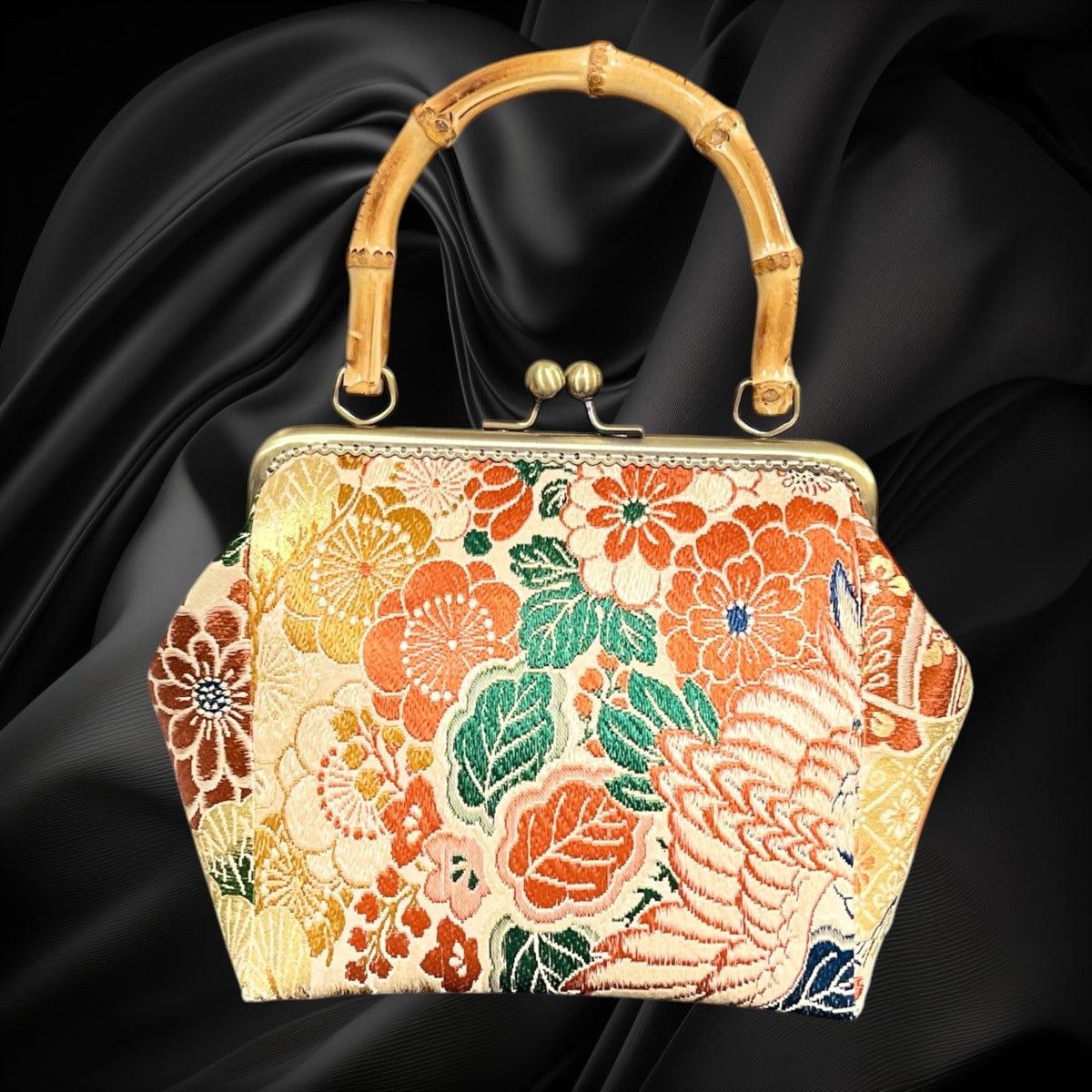 Kimono remake bamboo bag [No.2165]