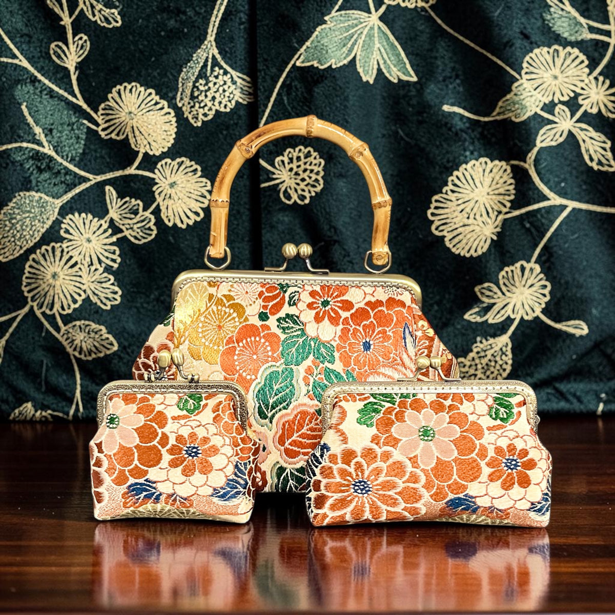 Kimono remake bamboo bag [No.2165]