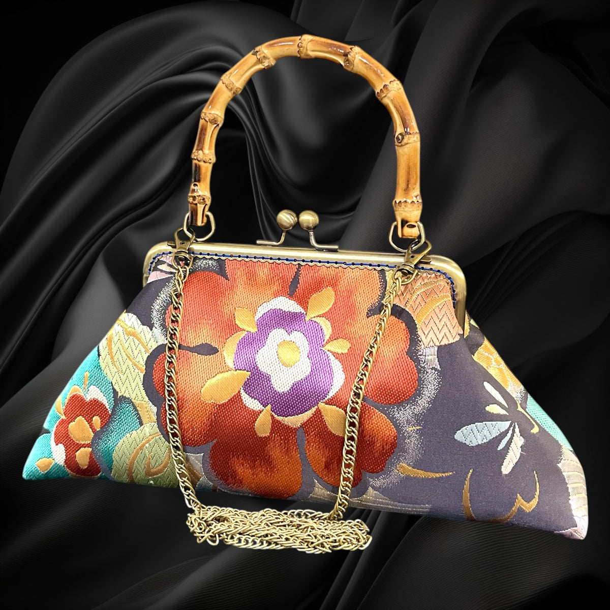 Kimono remake bamboo bag [No.2157]