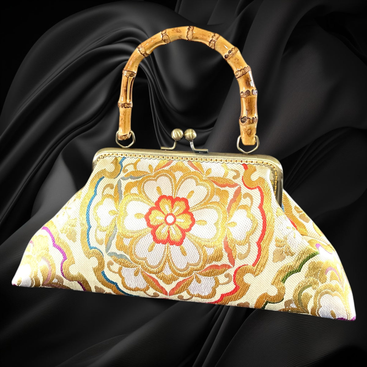 Kimono remake bamboo bag [No.2174]