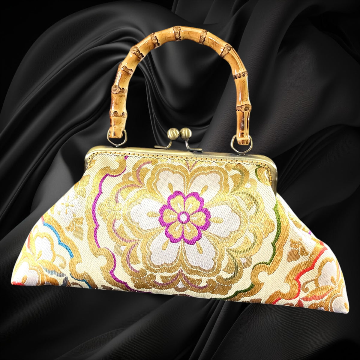 Kimono remake bamboo bag [No.2174]