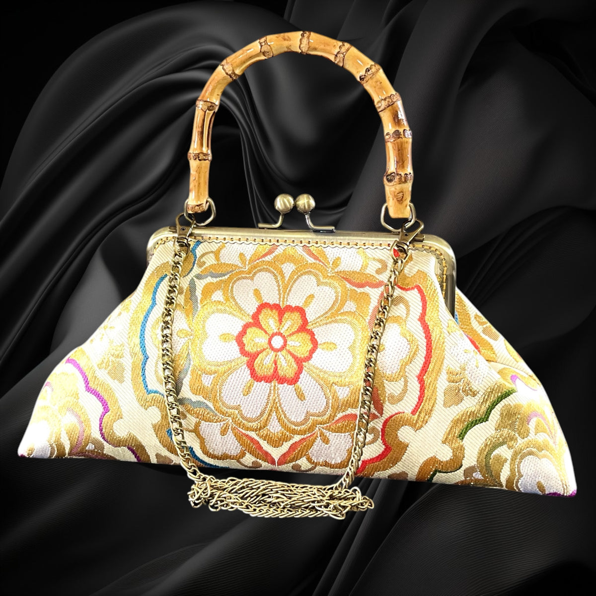 Kimono remake bamboo bag [No.2174]