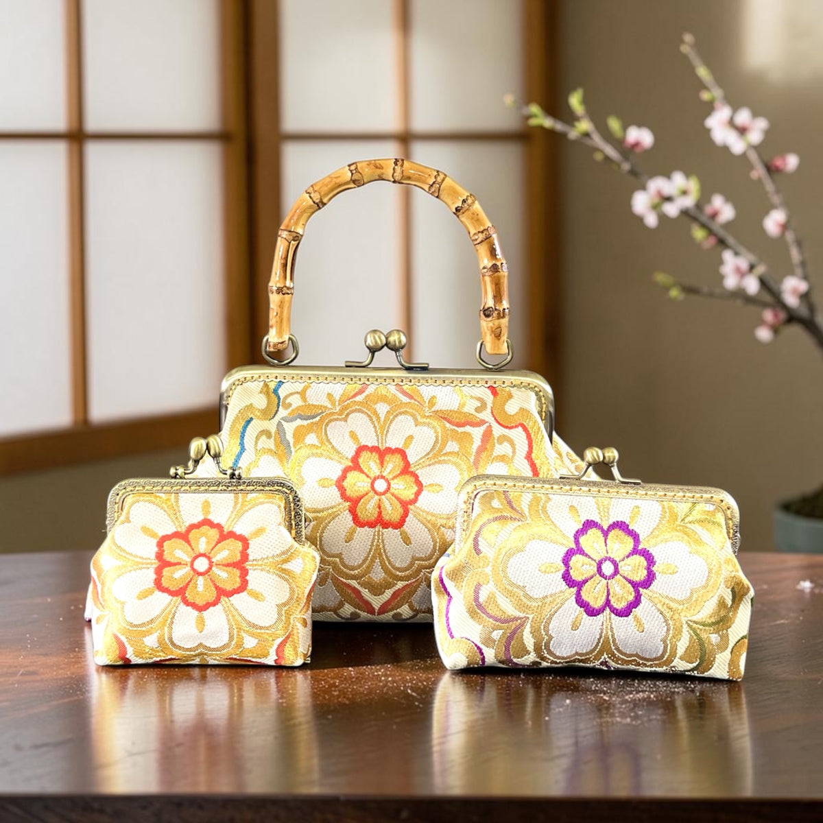 Kimono remake bamboo bag [No.2174]