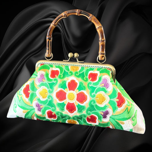 Kimono remake bamboo bag [No.2197]