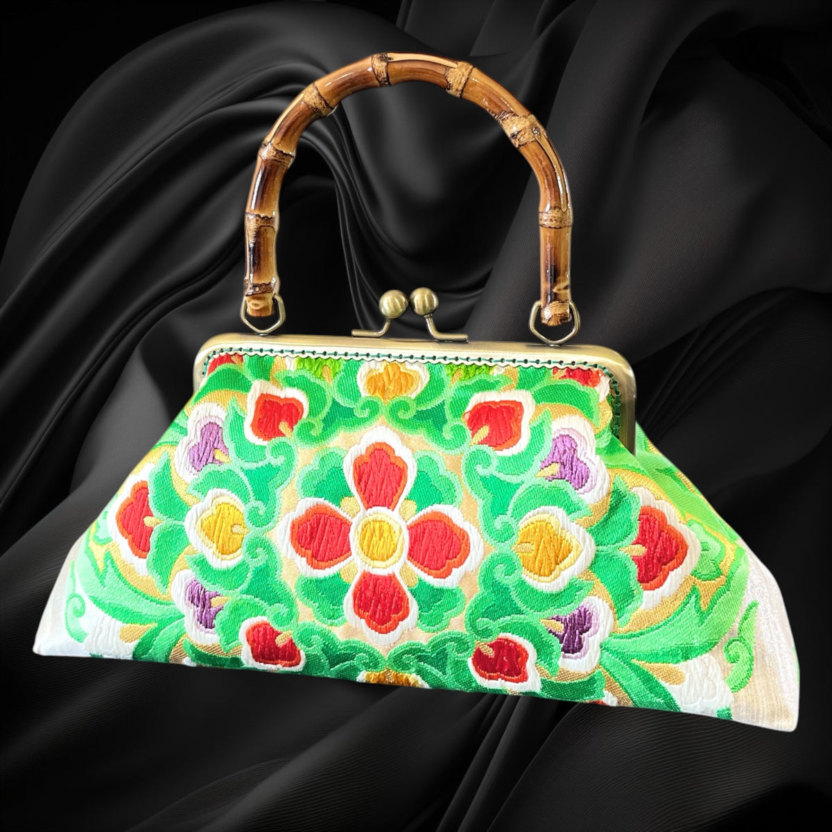 Kimono remake bamboo bag [No.2197]