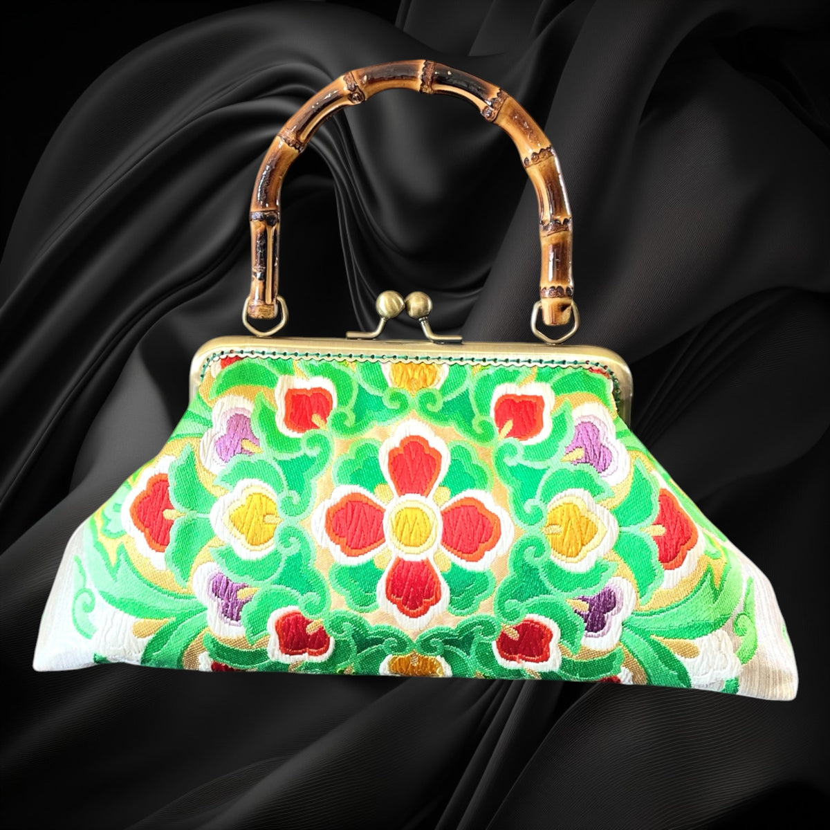 Kimono remake bamboo bag [No.2197]