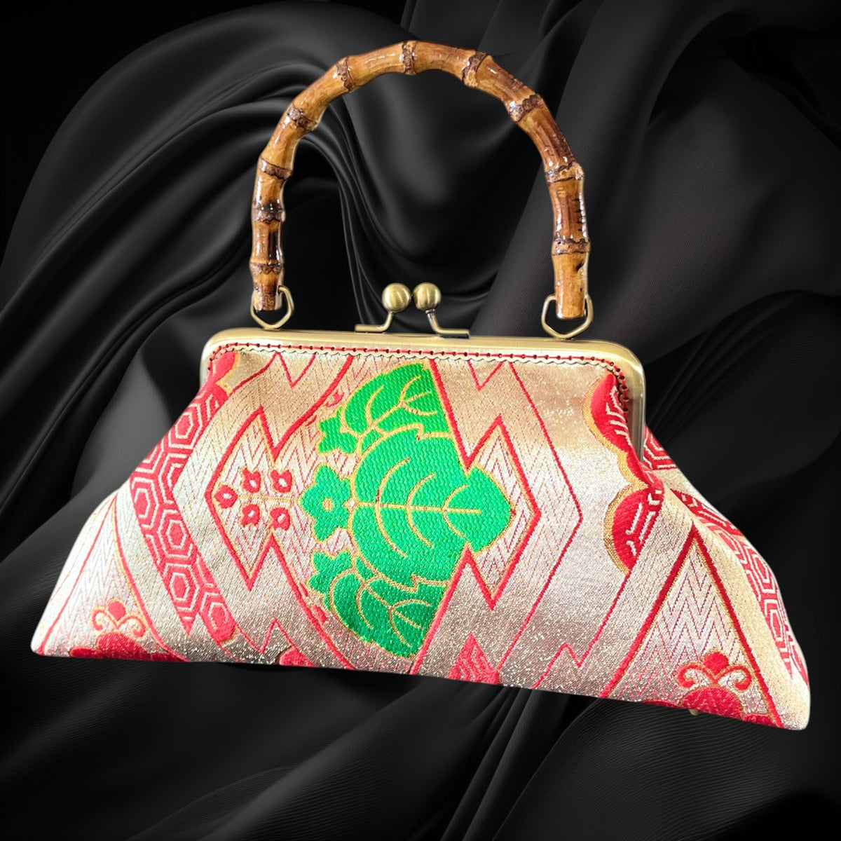Kimono remake bamboo bag [No.2198]