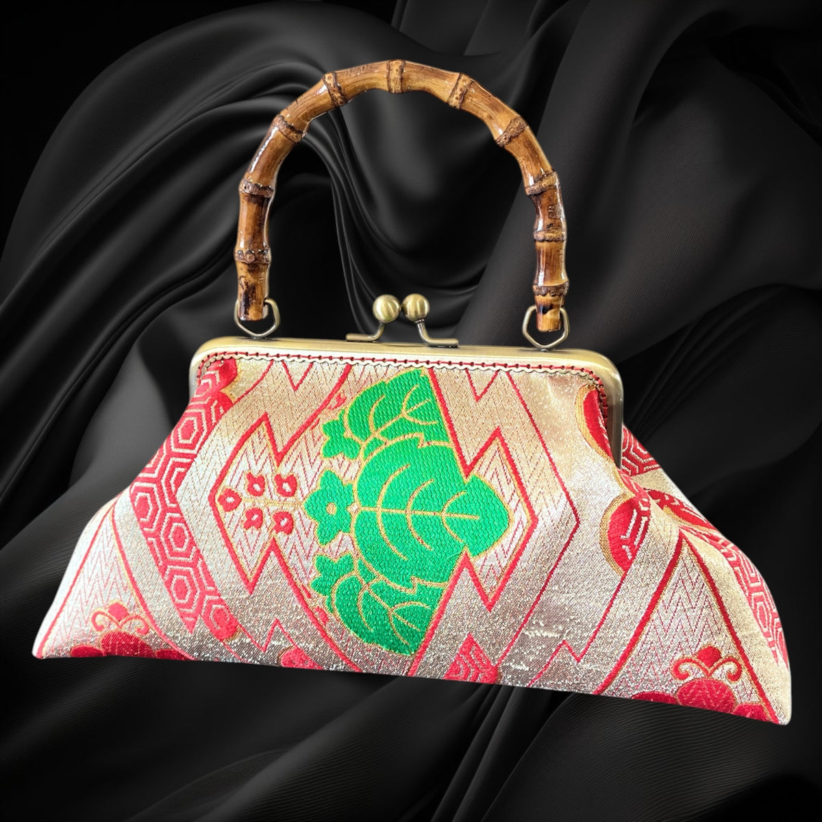 Kimono remake bamboo bag [No.2198]