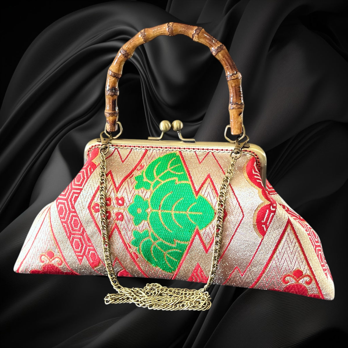 Kimono remake bamboo bag [No.2198]