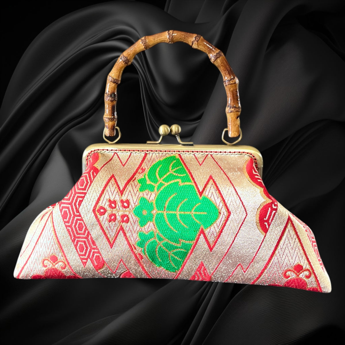 Kimono remake bamboo bag [No.2198]